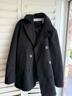 Brave man Black Men's Double-Breasted Peacoat sz L